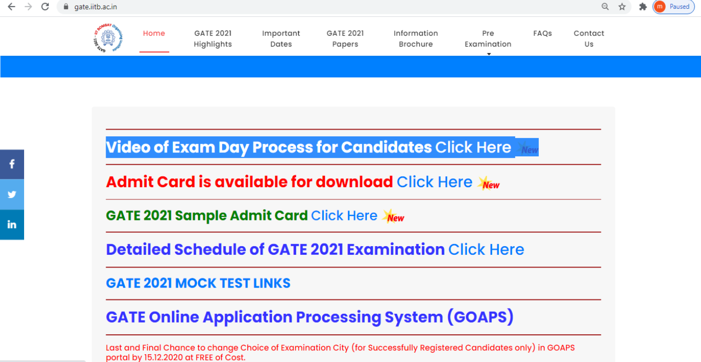 GATE 2021 exam