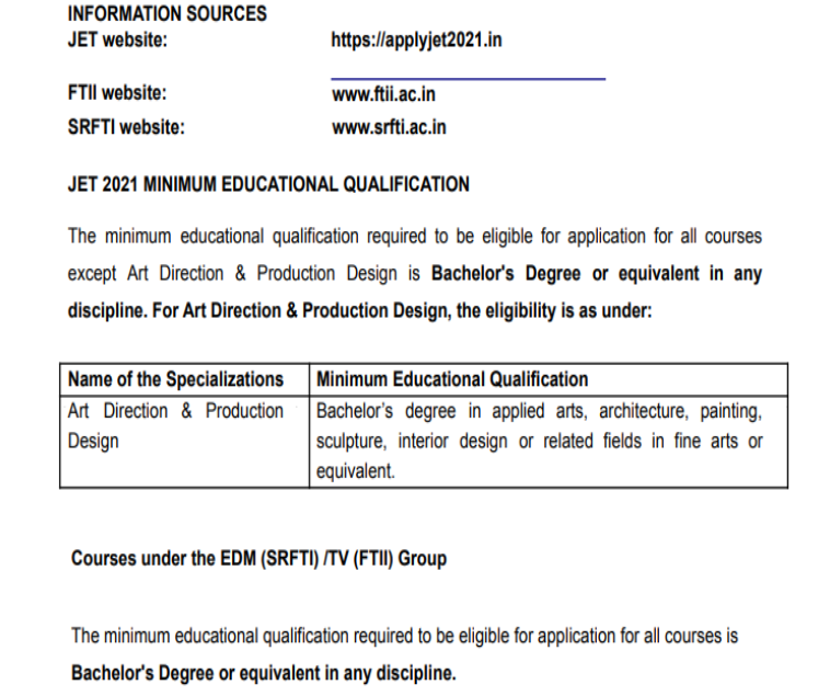 FTII SRFTI JET 2021